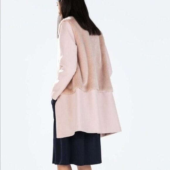 ZARA Faux Fur Panel Coat in Pink - Picture 3 of 11